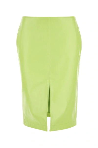 Bottega Veneta Shearling Knee-length Skirt With Front Slit In Green