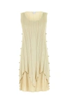 Bottega Veneta Embellished Pleated Mini Dress In Neutral