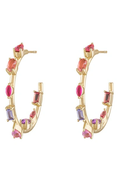 Eden Presley Women's Goddess Mini 14k Yellow Gold & Pink Sapphire Inside-out Hoops