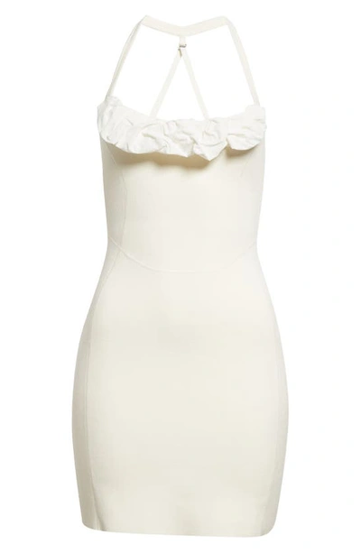 Jacquemus La Robe Maille Croissant绉纱迷你连衣裙 In White