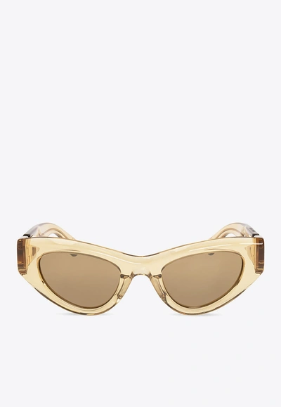Bottega Veneta Angle Cat-eye Sunglasses In Beige