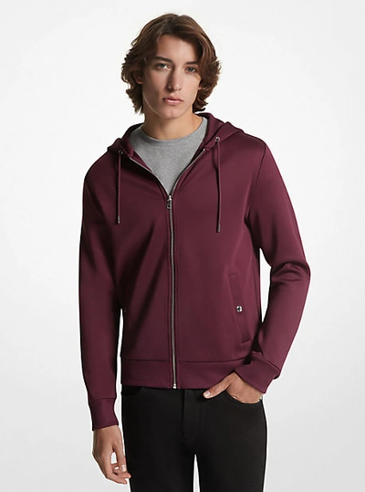 Michael Kors Double-knit Sateen Zip-up Hoodie In Brown