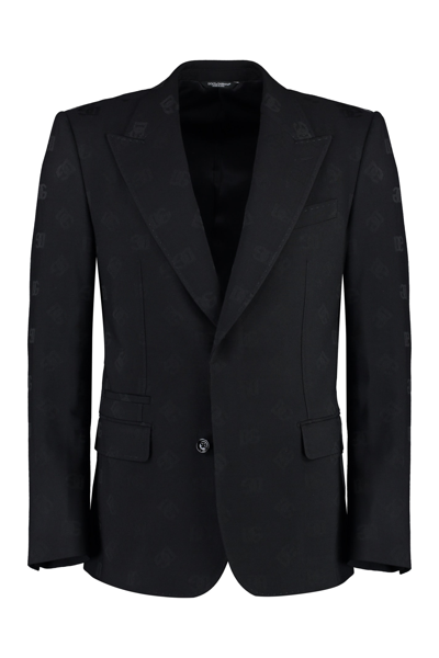 Dolce & Gabbana Single-breasted Virgin Wool Jacket In Black