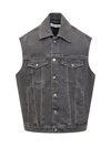 Off-white Logo-patch Decorative-zip Denim Gilet In Vintage Grey No Color