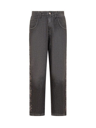 Bluemarble Stud-embellished Wide-leg Jeans In Black