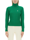 Casablanca Ribbed High-neck Jumper In Verde