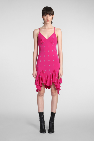 Givenchy Ruffle Silk Mini Dress In Fuchsia