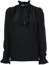 Stella Mccartney Meredith Ruffle-trimmed Cotton-poplin Blouse In Black