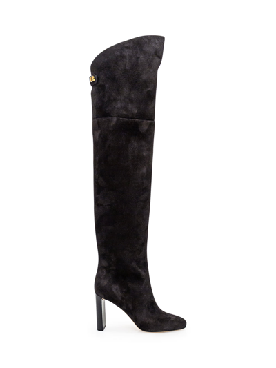 Maison Skorpios Marylin Suede Leather Boots In Black