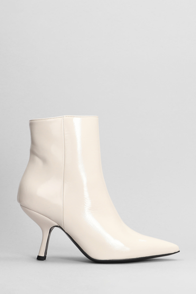 Marc Ellis High Heels Ankle Boots In Beige Patent Leather