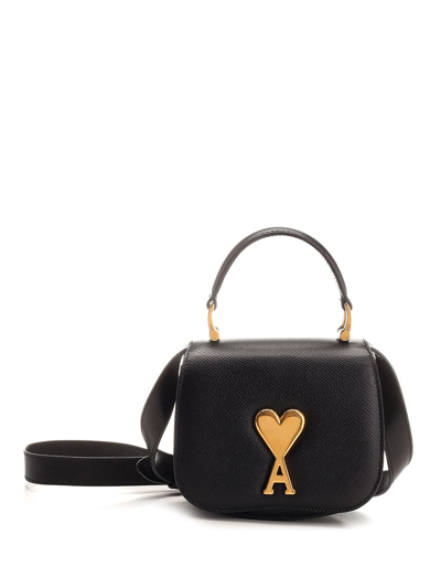 Ami Alexandre Mattiussi Mini Paris Paris Leather Top Handle Bag In Black