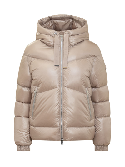 Woolrich Drawstring Hooded Puffer Jacket In Taupe