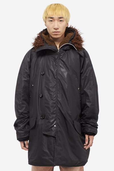 Our Legacy Snorkle Faux-fur Hooded Parka In Black