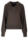 Burberry Wool Knit Hoodie In Brown