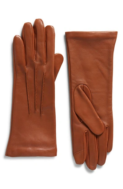 Cole Haan Points Leather Gloves In British Tan