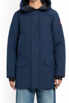 Canada Goose Navy Blue Logo Detail Parka Jacket In Blue