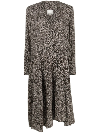 Isabel Marant V-neck Shift Midi Dress In Black