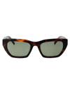 Saint Laurent Logo-plaque Cat-eye Sunglasses In 003 Havana Havana Green