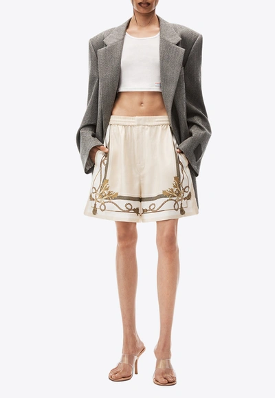 Alexander Wang Baroque-printed Boxer Shorts In Ivory