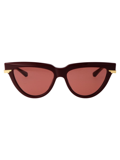 Bottega Veneta Bv1265s Burgundy Sunglasses In 003 Burgundy Gold Red