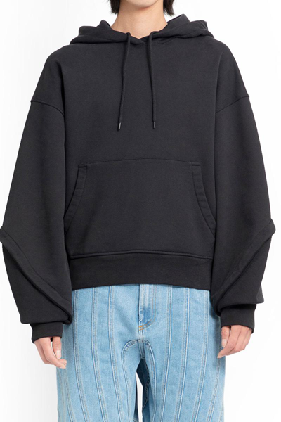 Mugler Black Cropped Hoodie