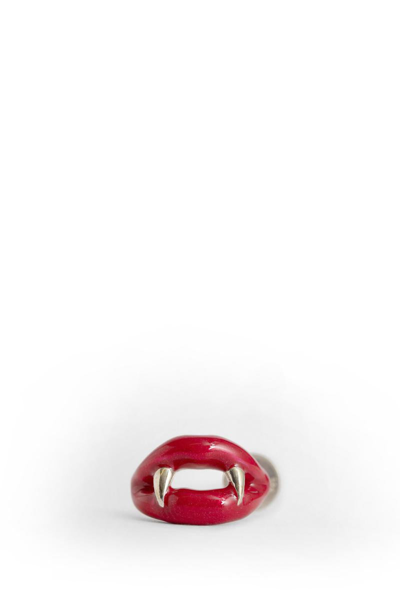 Yohji Yamamoto 嘴唇造型珐琅耳环 In Red