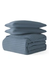Ienjoy Home 3-piece Stripe Stitch Quilt Set In Dusk Blue