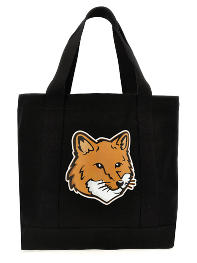 Maison Kitsuné Tote Bag Fox Head - Maison Kitsune - Baumwolle - Schwarz In Black