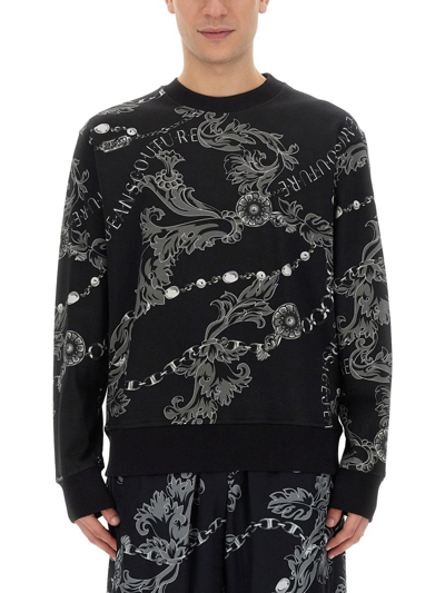 Versace Jeans Couture Man Sweatshirt Black Size S Cotton, Elastane