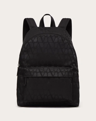 Valentino Garavani Toile Iconographe Backpack In Technical Fabric In Black