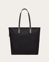 Valentino Garavani Toile Iconographe Shopping Bag In Technical Fabric With Leather Details In Black
