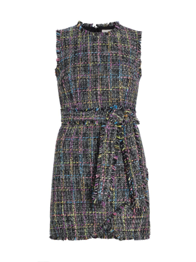 Cinq À Sept Cinq A Sept Rochelle Sleeveless Cotton Tweed Mini Dress In Black Multi