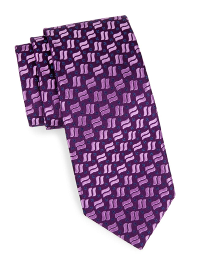 Charvet Men's Neat Multi-stripe Silk Tie In Navy Lavendar