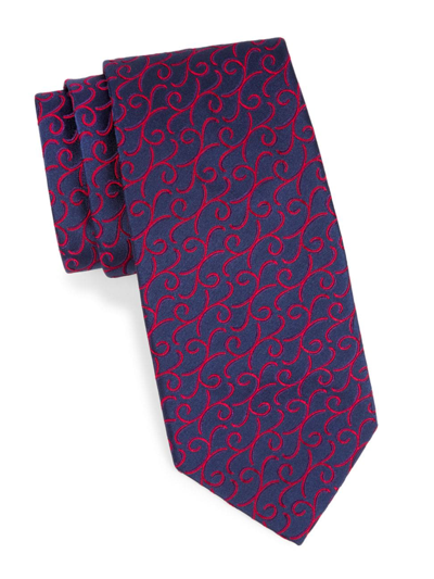 Charvet Men's Neat New Paisley Vine Silk Tie In Navy Red