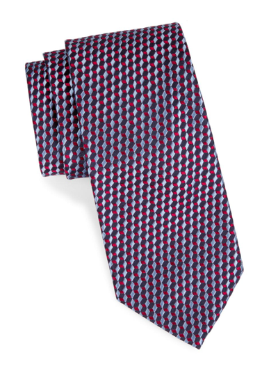 Charvet Men's Neat Geo Block Silk Jacquard Tie In Navy Red