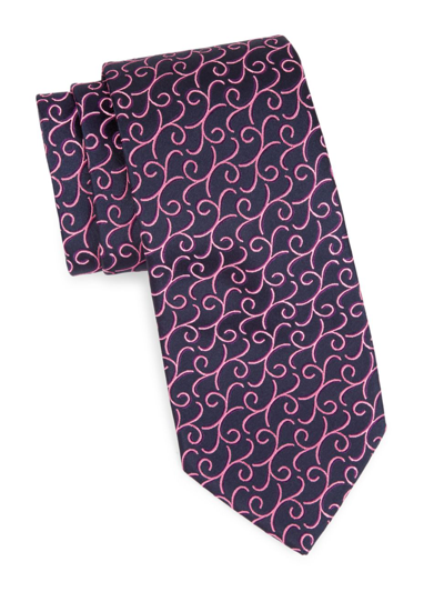 Charvet Men's Neat New Paisley Vine Silk Tie In Navy Pink