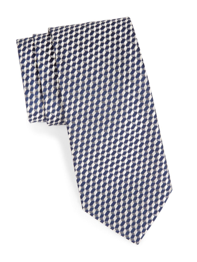 Charvet Men's Neat Geo Block Silk Jacquard Tie In Navy White