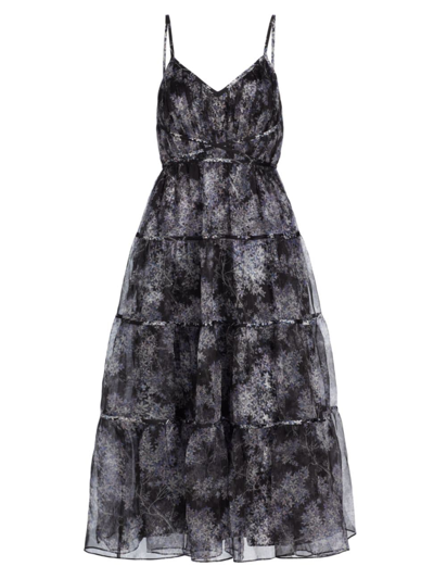 Cinq À Sept Women's Holiday Livvy Silk Floral Midi-dress In Black Multi