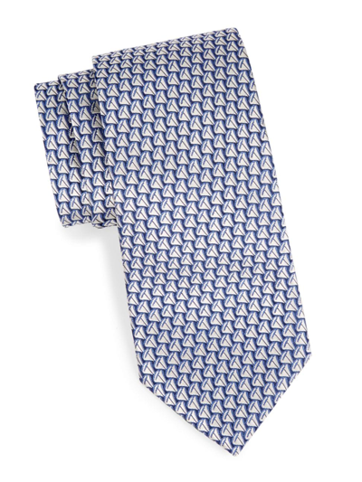 Charvet Men's Sailboat Silk Jacquard Tie In Blue Silver