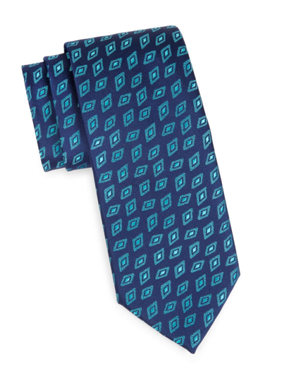 Charvet Men's Diamond Bean Silk Jacquard Tie In Navy Blue