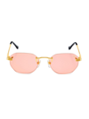 Vintage Frames Company Men's Detroit Player 51mm Rectangular Sunglasses In Yellow Pink