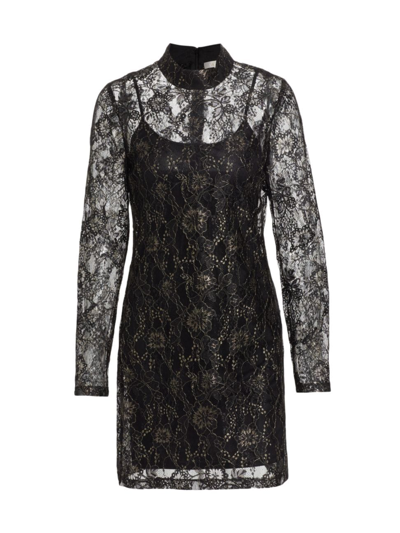 Wayf Women's Cassidy Metallic Lace Minidress In Black Lace