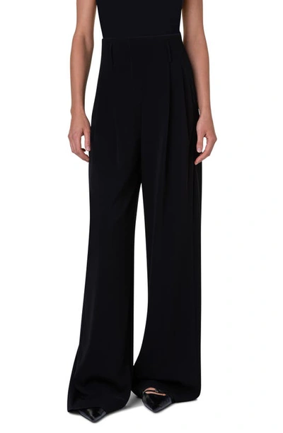 Akris Punto Women's Gabardine High-rise Wide Pants In Black