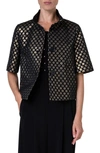 AKRIS PUNTO METALLIC DOT JACQUARD ELBOW SLEEVE JACKET