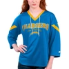 STARTER STARTER POWDER BLUE LOS ANGELES CHARGERS RALLY LACE-UP 3/4 SLEEVE T-SHIRT