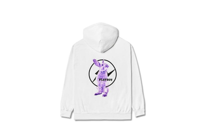 Pre-owned Fragment Meets Playboy Purple Bunny Hoodie White