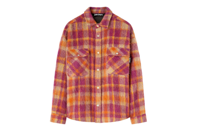 Pre-owned Palm Angels Plaid-print Shirt Jacket Orange/multicolour