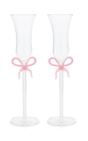Moda Domus Set-of-two Bow-detailed Glass Champagne Flutes In Pink