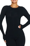 N By Naked Wardrobe Rib Crewneck Long Sleeve Top In Black