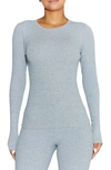 N By Naked Wardrobe Rib Crewneck Long Sleeve Top In Heather Grey